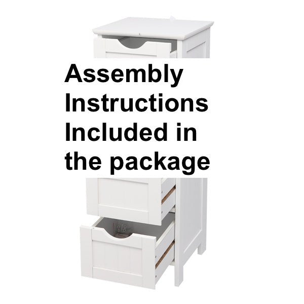 White Wooden Floor Cabinet with 4 Drawers – Freestanding Storage Organizer for Bathroom, Kitchen, Bedroom, or Entryway - goosavvy.com