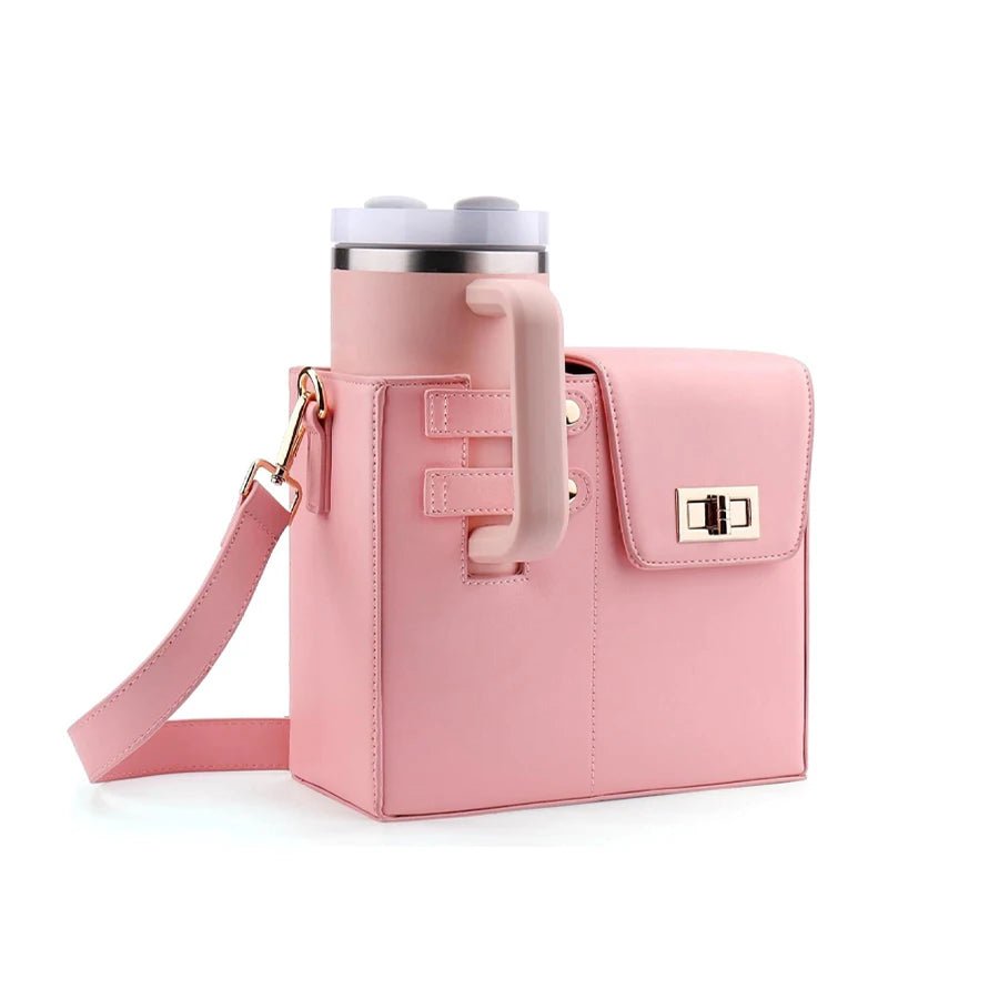 Women's Portable Water Bottle Carrier Bag with Handle Slot – Stylish Crossbody Purse & Drink Holder - goosavvy.com