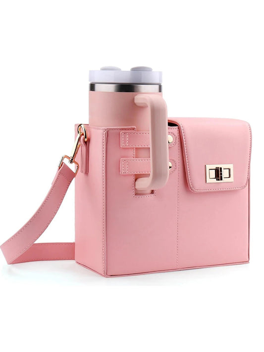 Women's Portable Water Bottle Carrier Bag with Handle Slot – Stylish Crossbody Purse & Drink Holder - goosavvy.com