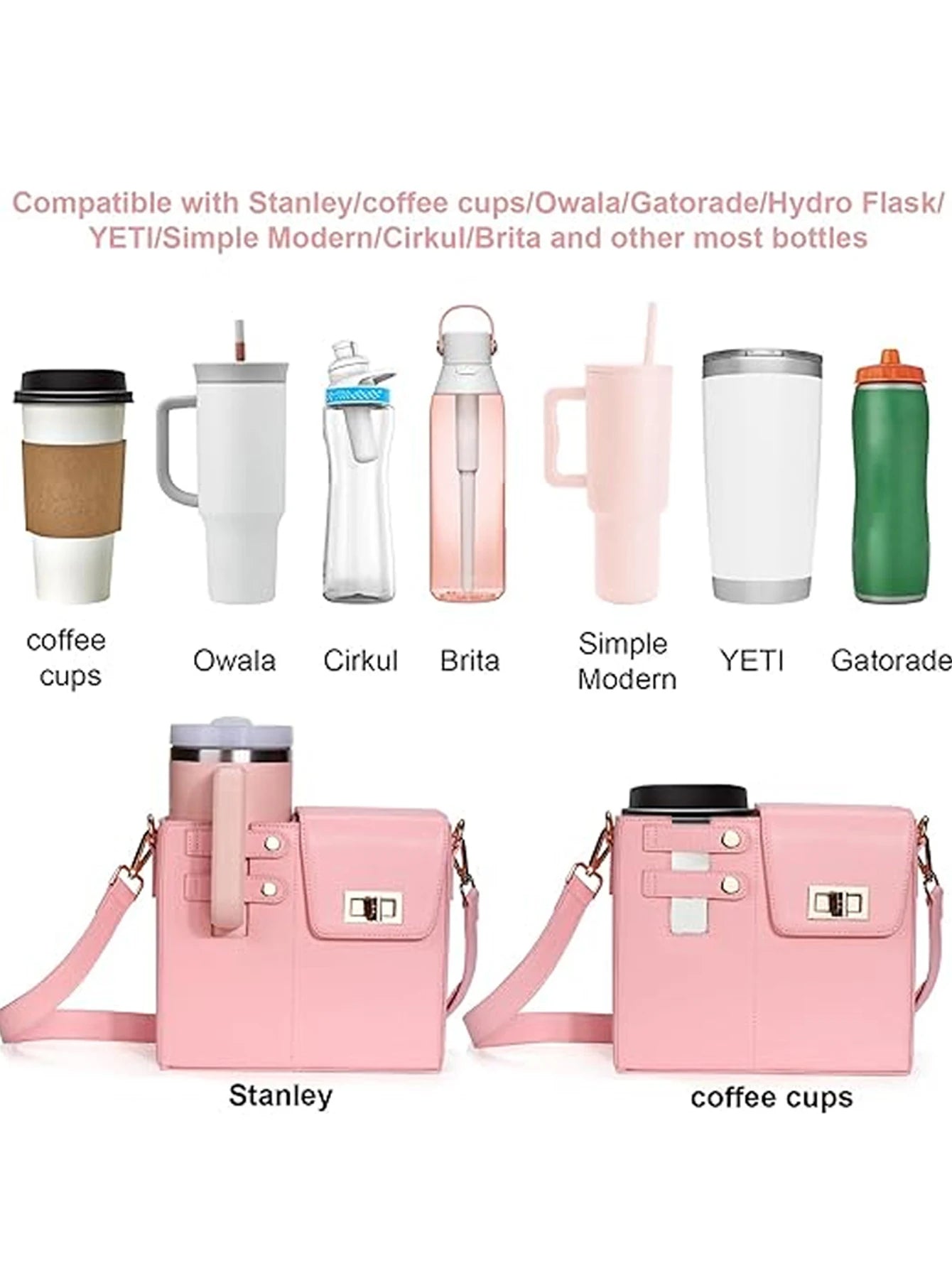 Women's Portable Water Bottle Carrier Bag with Handle Slot – Stylish Crossbody Purse & Drink Holder - goosavvy.com