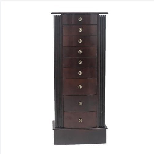 Wooden Jewelry Armoire Cabinet with Mirror, 8 Drawers & Double Doors - goosavvy.com