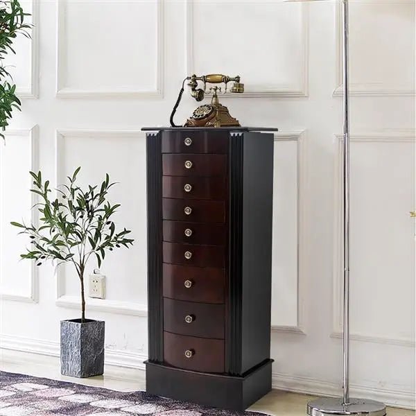 Wooden Jewelry Armoire Cabinet with Mirror, 8 Drawers & Double Doors - goosavvy.com