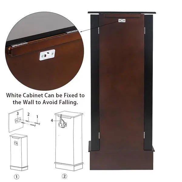 Wooden Jewelry Armoire Cabinet with Mirror, 8 Drawers & Double Doors - goosavvy.com