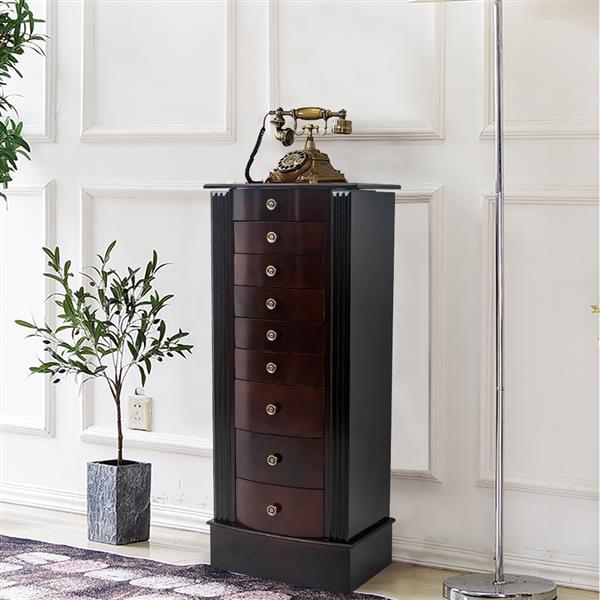 Wooden Jewelry Armoire Cabinet with Mirror, 8 Drawers & Double Doors - goosavvy.com