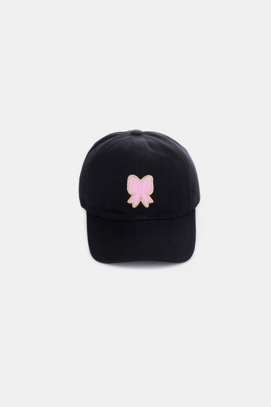 Zenana Ribbon Bow Chenille Patch Baseball Cap - goosavvy.com