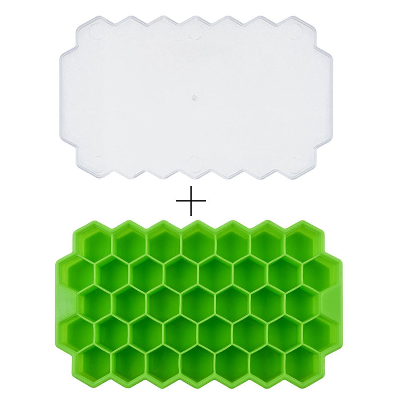 SKYCARPER Silicone Ice Cube Tray Set Honeycomb Ice Tray Molds with Cover, Size: 1PC(Honeycomb), Green