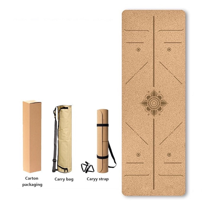 Cork Yoga Mat with Bag | Compostable Yoga Mat | 72" x 24" | 5mm thickness