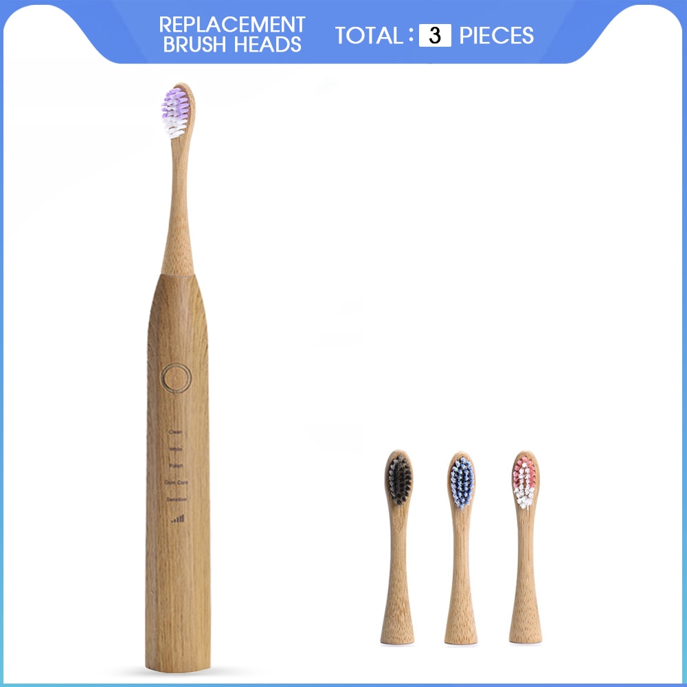 Bamboo Electric Toothbrush with Nylon Bristles (USB or wireless charging)
