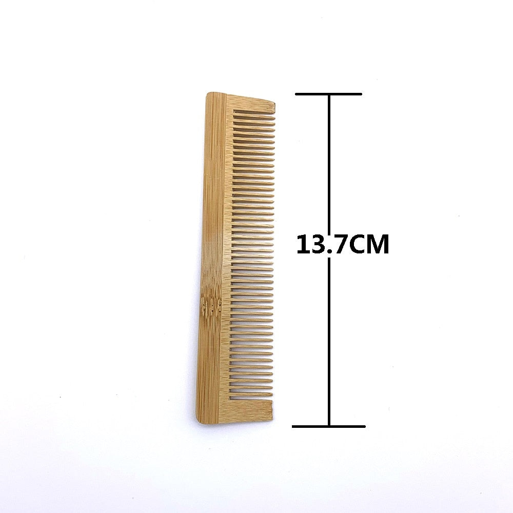 Image for bamboo wood hair comb with marked dimensions as 13.7cm long.