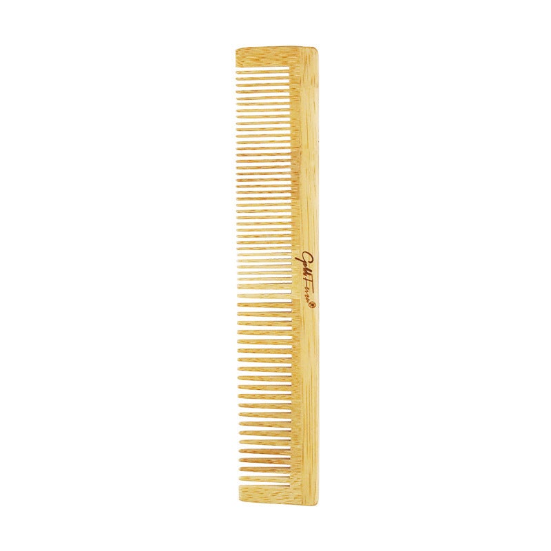 Image for bamboo wooden double hair comb, with one side having wide teeth and the other one having finer  and denserteeth.