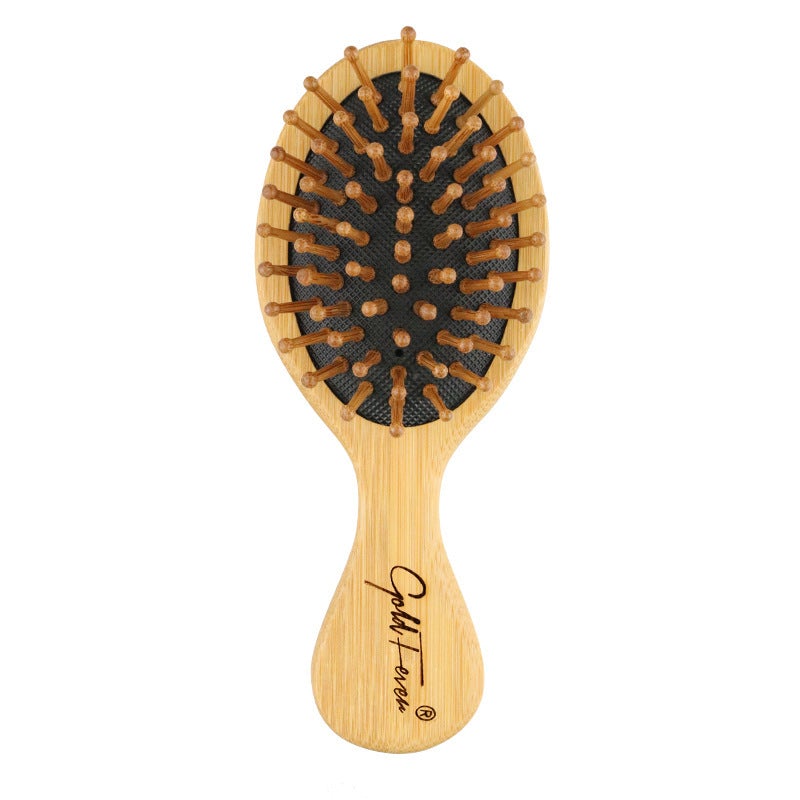 Image for small round bamboo wooden hair brush for kids.