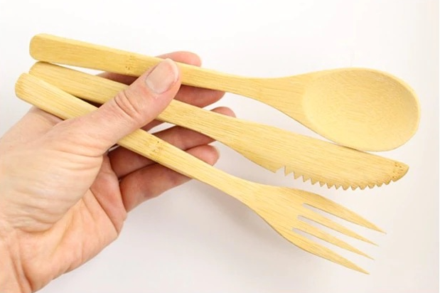 Bamboo Travel Cutlery Set | Portable Flatware | Reusable Cutlery Set in Travel Pouch
