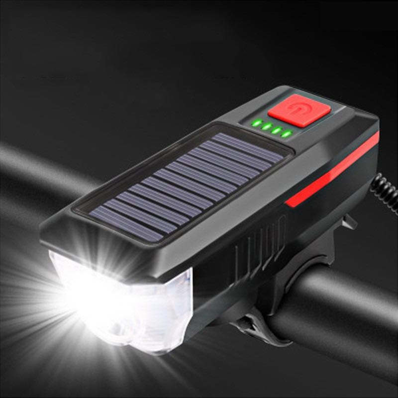 Solar Powered Bike Light with Horn | LED Bike Light For Night Riding | Rechargeable Bicycle Light