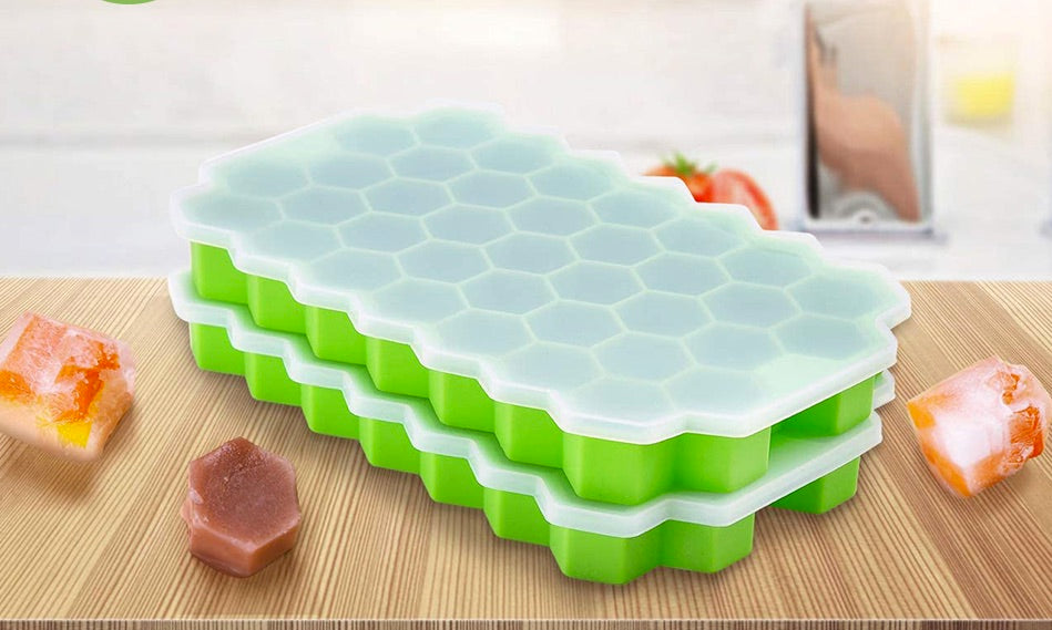 Mini Ice Cube Tray | Silicone Ice Cube Tray with Lid | BPA Free Ice Cube Maker | Makes 37 Mini Cubes