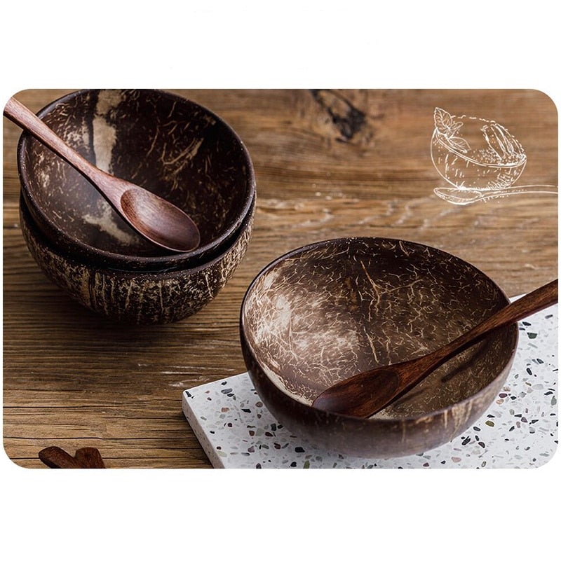 Coconut Bowls Set | Organic Coco Shells | Handmade Zero Waste Bowls and Spoons - goosavvy.com