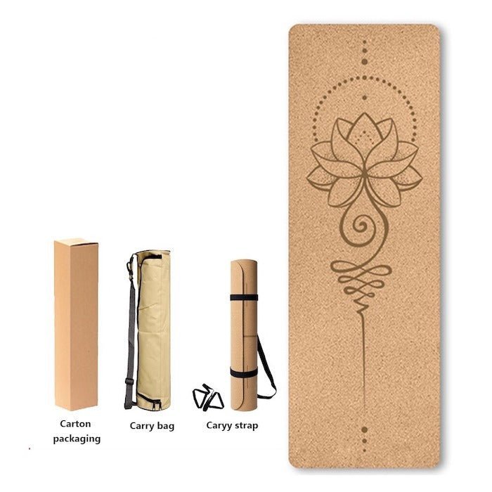 Cork Yoga Mat with Bag | Compostable Yoga Mat | 72" x 24" | 5mm thickness - goosavvy.com