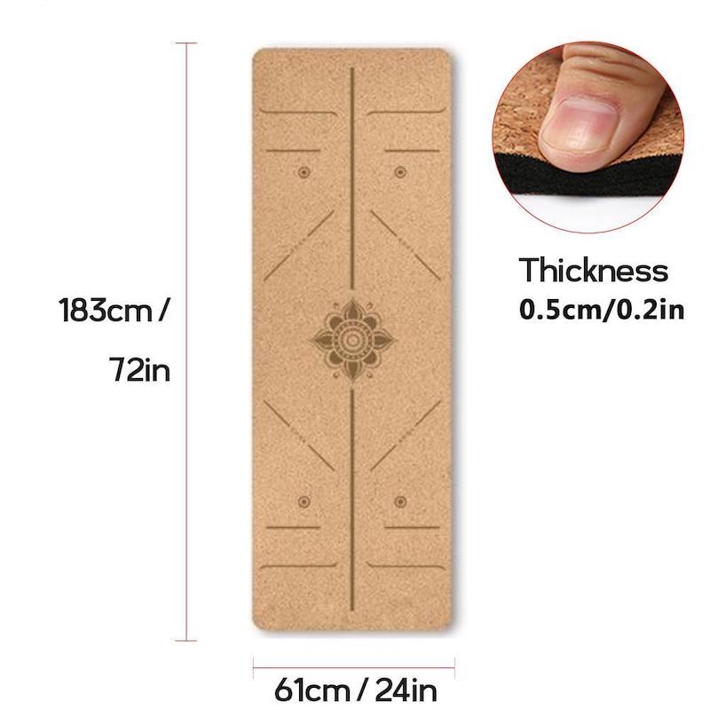 Cork Yoga Mat with Bag | Compostable Yoga Mat | 72" x 24" | 5mm thickness - goosavvy.com