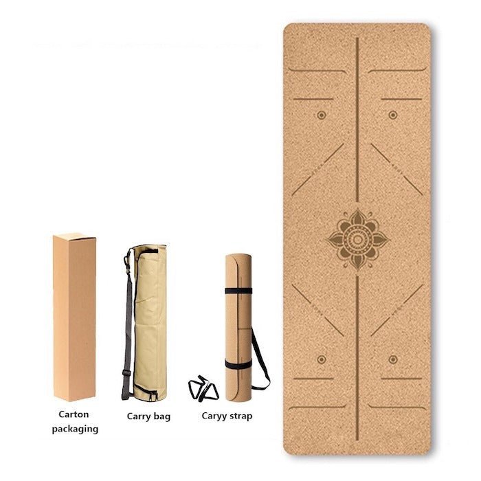 Cork Yoga Mat with Bag | Compostable Yoga Mat | 72" x 24" | 5mm thickness - goosavvy.com