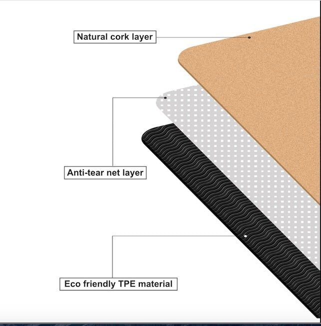 Cork Yoga Mat with Bag | Compostable Yoga Mat | 72" x 24" | 5mm thickness - goosavvy.com