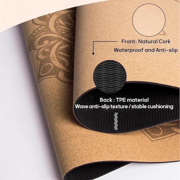 Cork Yoga Mat with Bag | Compostable Yoga Mat | 72" x 24" | 5mm thickness - goosavvy.com