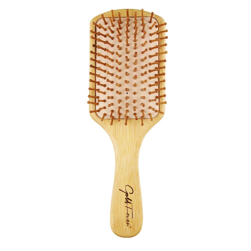 Image for large square head bamboo wooden hair brush.
