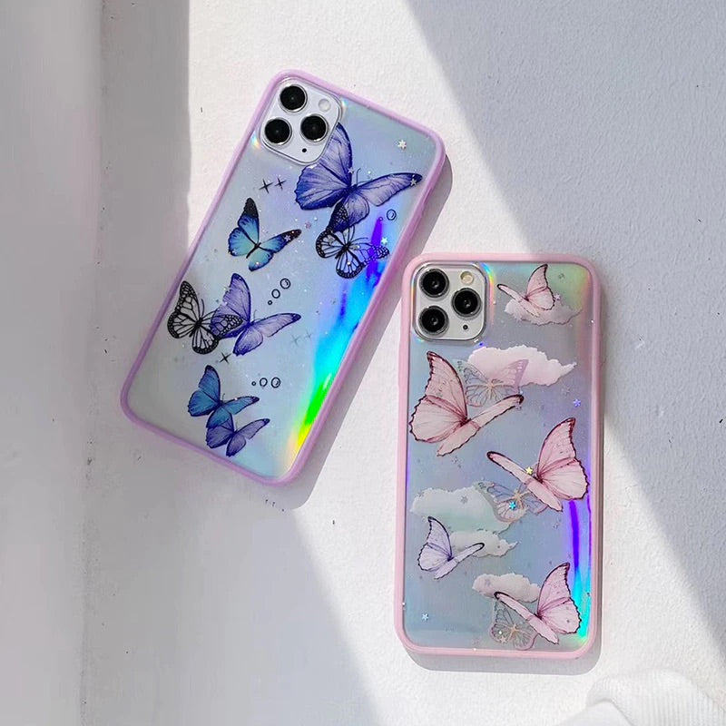 Butterfly Phone Case for iPhone - For Multiple Models | Cute Glitter Phone Case