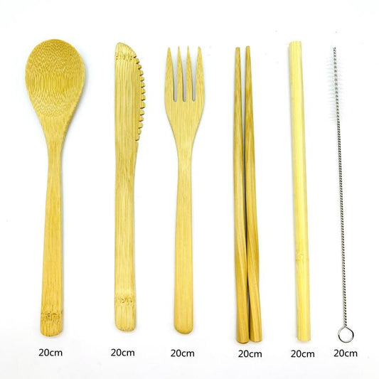 Bamboo Travel Cutlery Set | Portable Flatware | Reusable Cutlery Set in Travel Pouch
