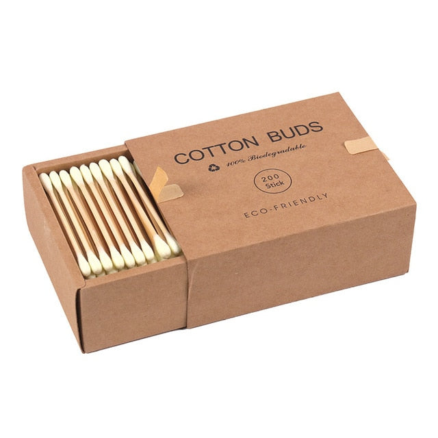 Bamboo Cotton Swabs | Double Sided Compostable Cotton Buds |  Organic Q Tips | 200 pieces
