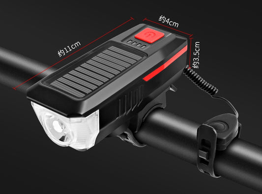 Solar Powered Bike Light with Horn | LED Bike Light For Night Riding | Rechargeable Bicycle Light