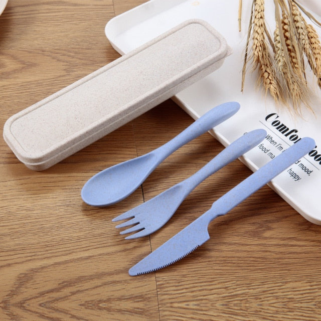 Wheat Straw Travel Cutlery Set (3 pieces with case)