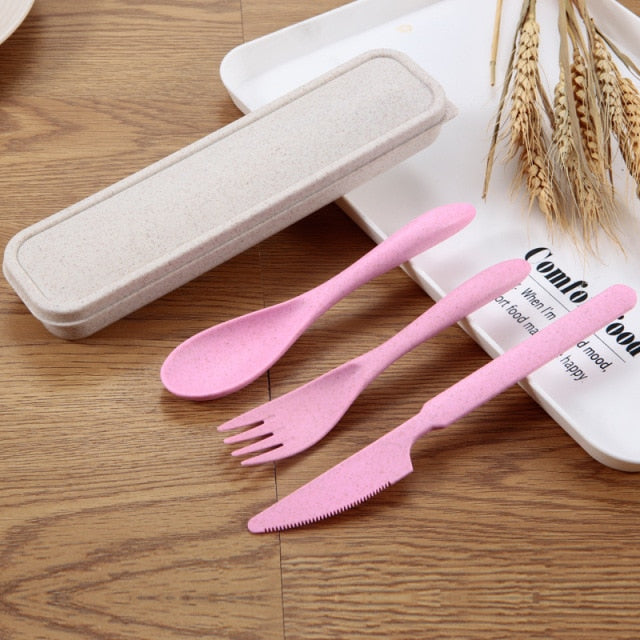 Wheat Straw Travel Cutlery Set (3 pieces with case)