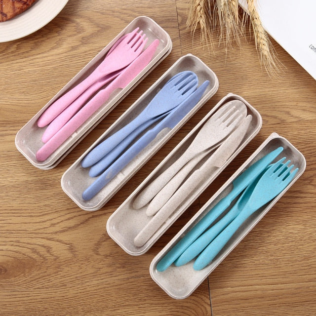 Wheat Straw Travel Cutlery Set (3 pieces with case)