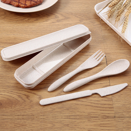 Wheat Straw Travel Cutlery Set (3 pieces with case)