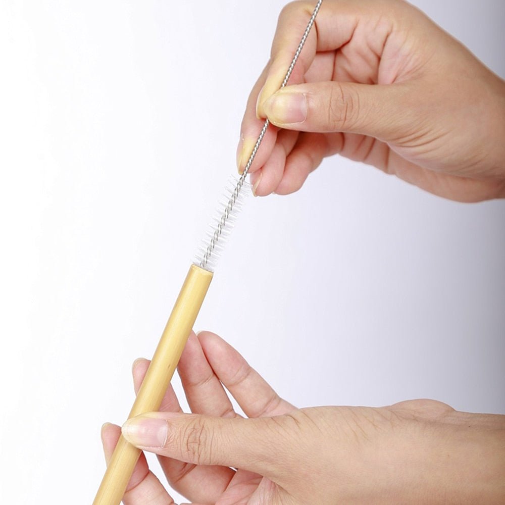 Reusable Bamboo Straws | Biodegradable Drinking Straws with Cleaning Brush | Organic Straws Pack of 10 - goosavvy.com