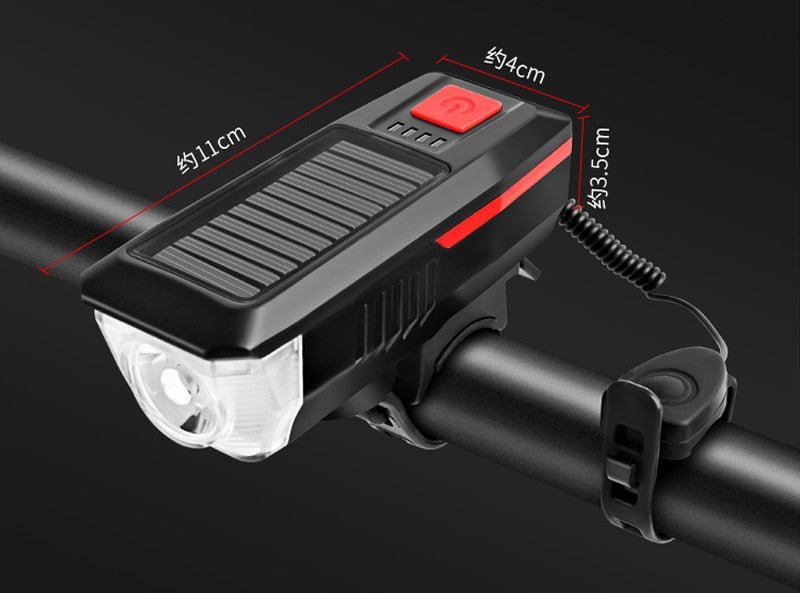 Solar Powered Bike Light with Horn | LED Bike Light For Night Riding | Rechargeable Bicycle Light - goosavvy.com