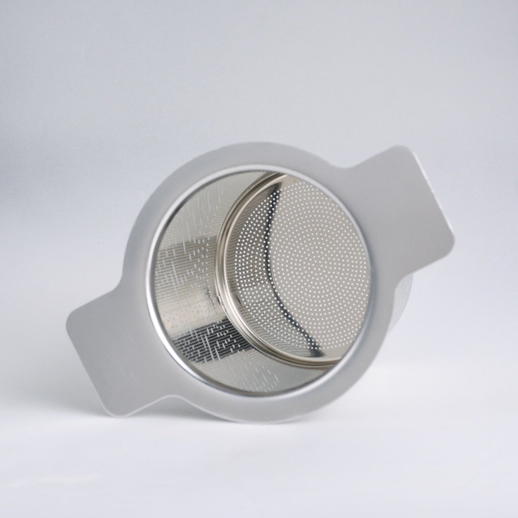 Image for stainless steel loose leaf tea infuser with its inner view shown from front side.