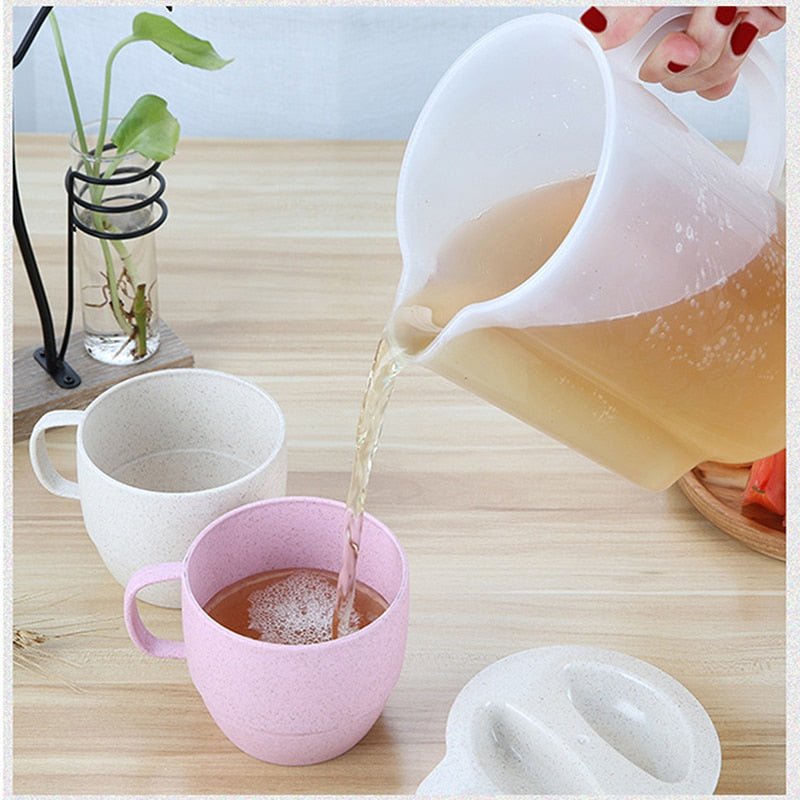 Wheat Straw Drinking Cups with Jug (5 piece set) - goosavvy.com