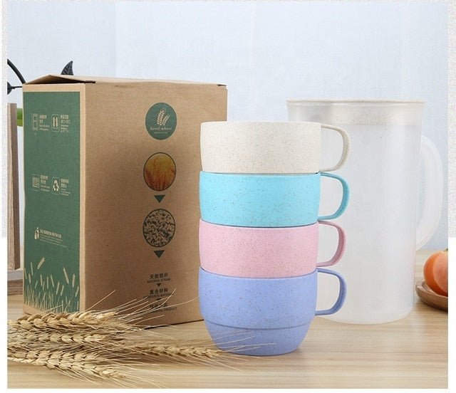 Wheat Straw Drinking Cups with Jug (5 piece set) - goosavvy.com