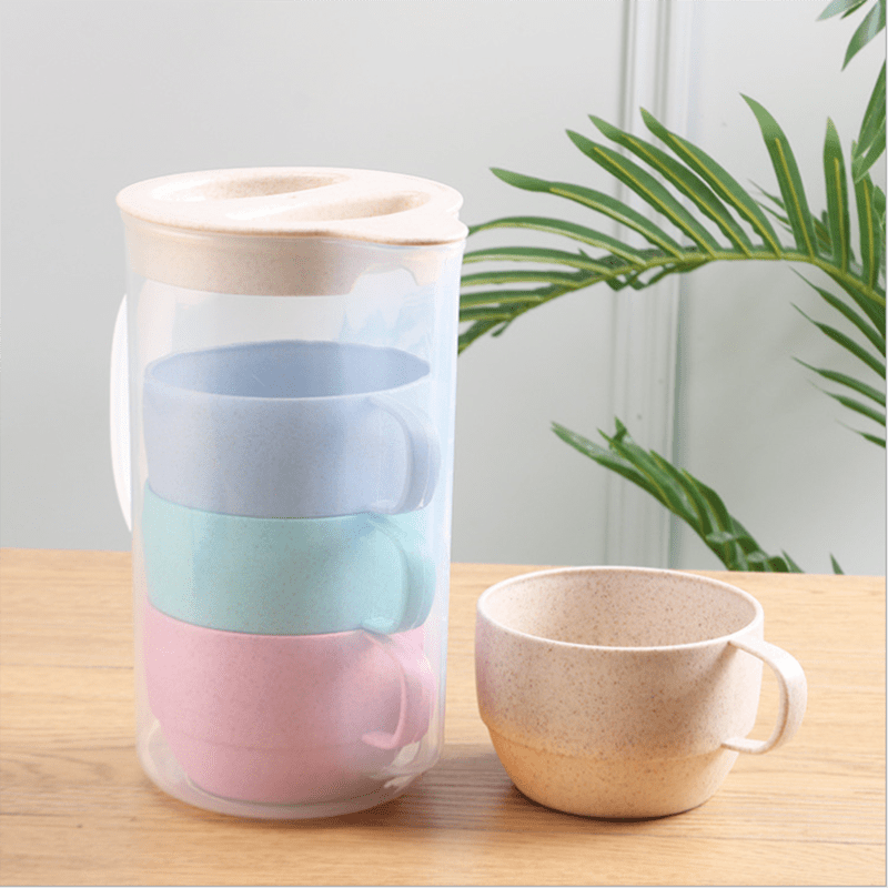 Wheat Straw Drinking Cups with Jug (5 piece set) - goosavvy.com