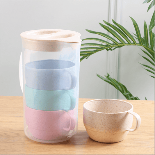Wheat Straw Drinking Cups with Jug (5 piece set) - goosavvy.com