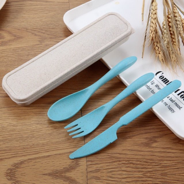 Wheat Straw Travel Cutlery Set (3 pieces with case) - goosavvy.com